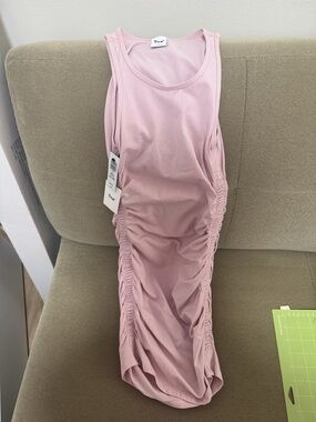 TNA Dusty Pink Side-Ruched Tank Dress